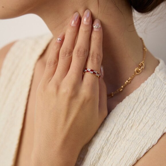 ❤️ Artisan Original Red Enamel & Gold Croissant Hoop Earrings | S925 - Picture 9 of 10